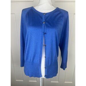 SoCa St John Women's Cobalt Blue Wool/Silk/Cashmere Blend Cardigan Sweater Sz XL